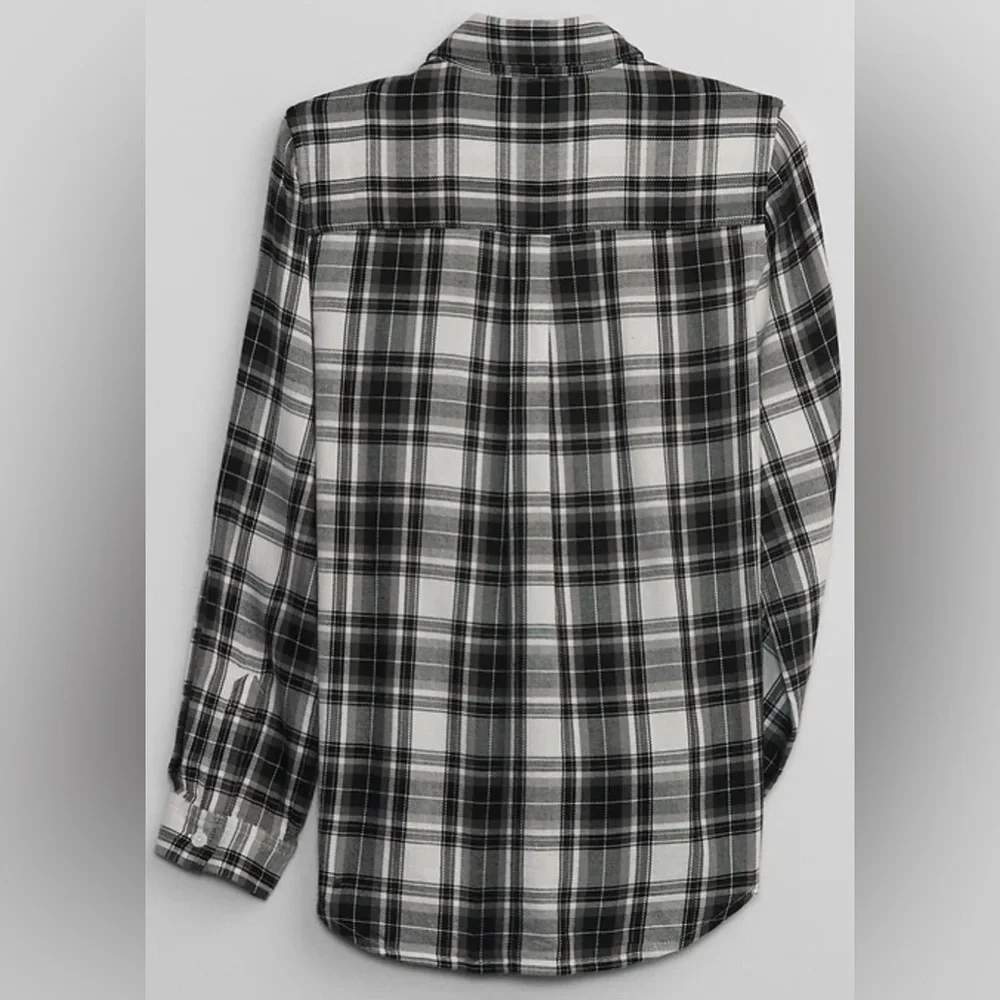 Gap Kids | Kids Flannel Tie-Front Black Plaid Shirt | Size XXL (14-16) | NWT